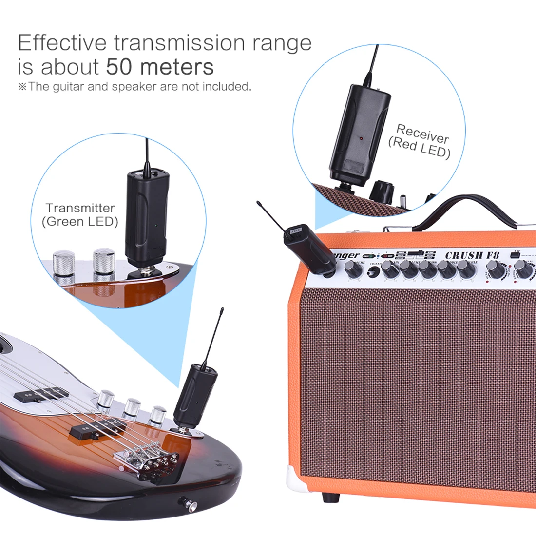Портативный беспроводной аудио передатчик приемник системы для электрогитары бас электрический для скрипки, музыкальных инструмент