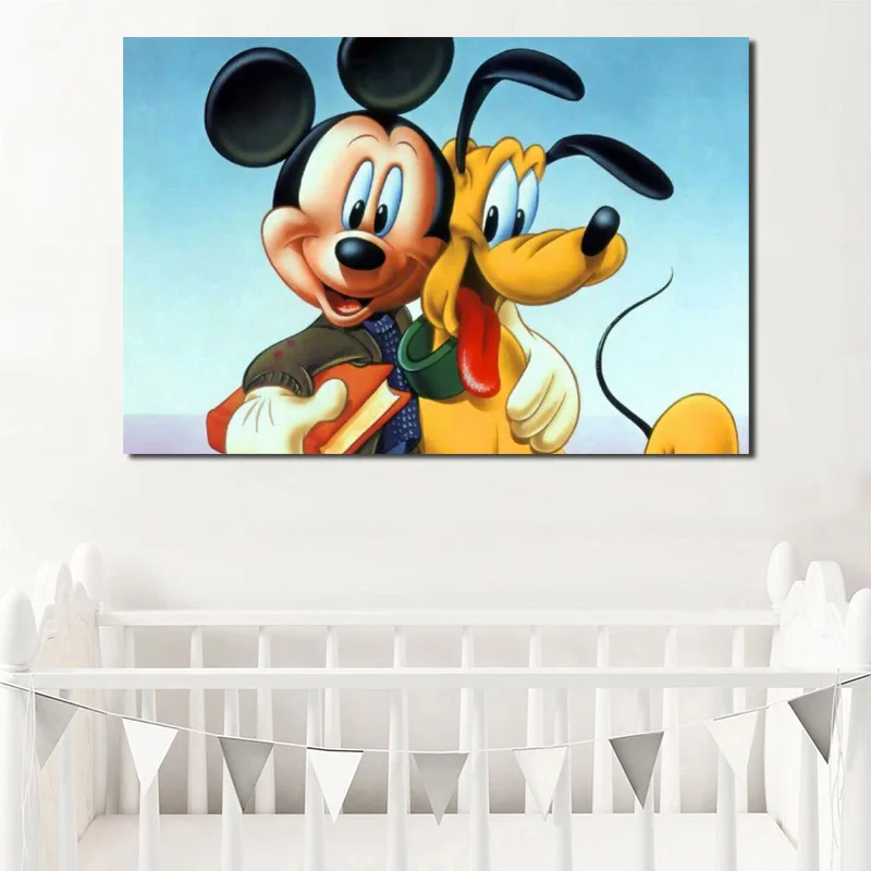 

Mickey Mouse And Pluto Wallpaper Wall Art Canvas Poster And Print Canvas Painting Oil Decorative Picture For Bedroom Home Decor