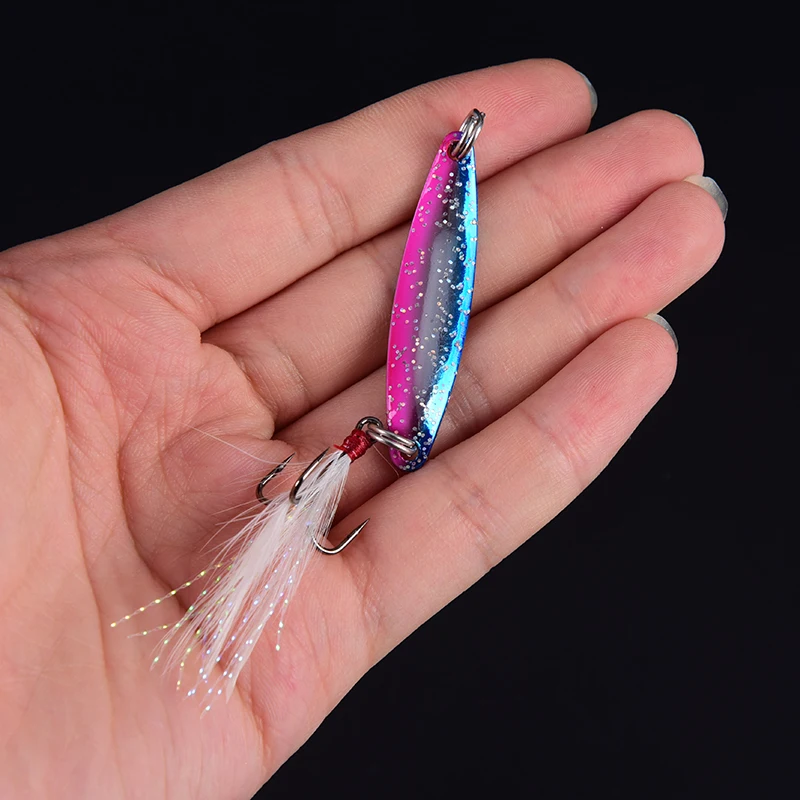 2pcs Lure Fishing Spoon Sea Fishing Hard Lure Bait Spoon Fishing Tackle Metal Sequins Jigging Lures 5g 8g