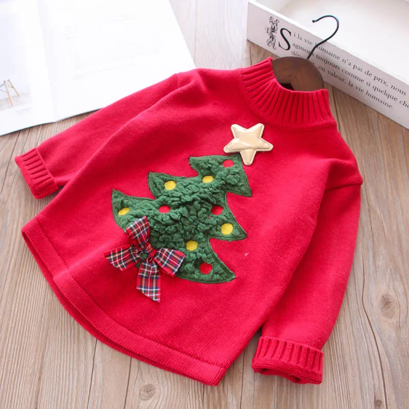 Милые дети Штаны для девочек с рождественским изображением деревьев свитер футболки красного цвета прекрасный ребенок Западная мода лук