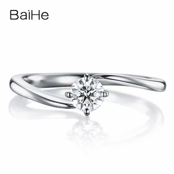 

BAIHE Solid 10K White Gold(AU417) Certified 0.25ct Round 100% Moissanite Engagement Trendy Wedding Women Gift Fine Jewelry Ring