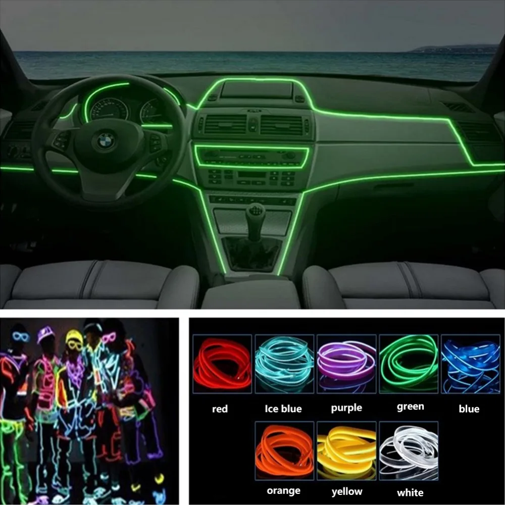 

Adeeing 5M Flexible Neon Light Car EL Wire Rope Tube 12V Controller LED Strip Waterproof Party Decor Lamp Wire Rope Tube r30