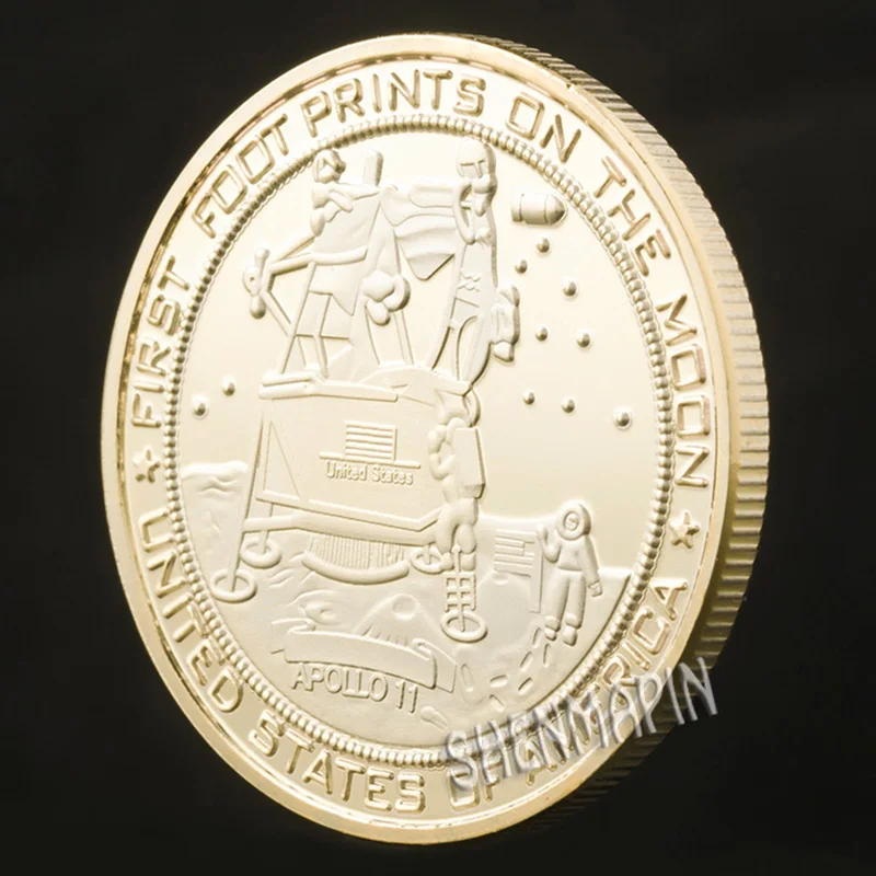 Американский Проект Apollo 11 коллекционные монеты Аэрокосмическая инженерия наградная монета в честь первых отпечатков ног на Луне