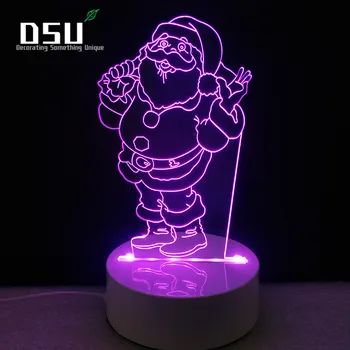 

3D Santa Claus Gives Gifts LED Glow Lighting Toys Night Light with 7 Colors Changing Xmas Lamp with Remote Contronl