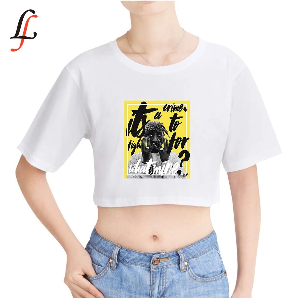 2019 2PAC Summer Navel Sexy T-shirt Cute Hip Hop New Women Short Sleeve Outwear Fashion tee | Женская одежда