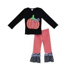 Filles Boutique Vêtements Citrouille Autocollant Décor Dot Modèle De Ruche Pantalon Occasionnel Lâche Style Halloween Costume Pour Enfants H010