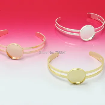 

16mm Blank Open Cuff Bangle Settings Bases Round Bezel Glass Cabochons Kids Girls Children Bracelet Bangle Findings Multi-color