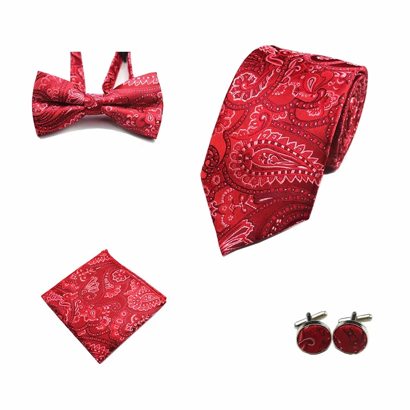 Ricnais 4 шт галстук набор мужской галстук-бабочка и носовой платок галстук-бабочка Запонки 8 см галстук шелк Галстуки для бизнеса Свадебная вечеринка Hombre