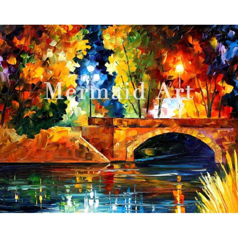 

Hand Painted Oil Painting Bridge Over The Life On Canvas For Abstract Palette Knife Painting Living Room Wall Decor Artwork Art