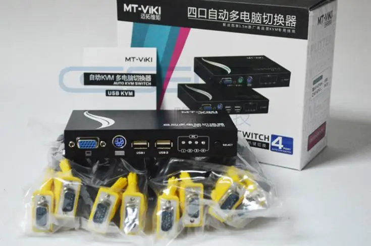 4 порта USB PS/2 автоматический переключатель KVM, кнопка или горячий ключ switcher PC, с кабелями