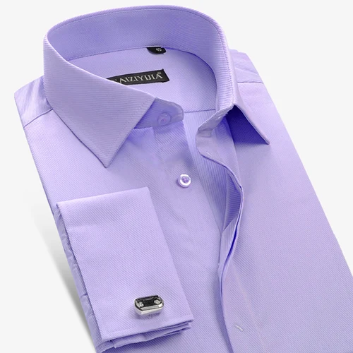 Популярные белые французские запонки, мужские вечерние рубашки, высокое качество, однотонные Саржевые рубашки с длинным рукавом и пуговицами, официальные мужские рубашки для смокинга - Цвет: 198C covered button