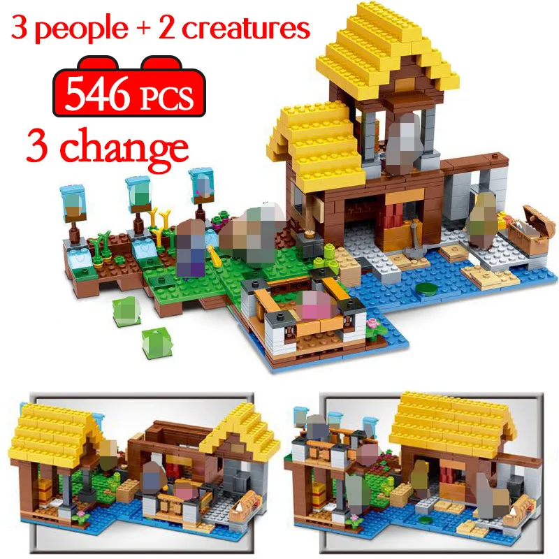 

546pcs Building Blocks LegoINGLYs Village Classic The Farm Cottage DIY Bricks Mini Action Figures Toys For Children