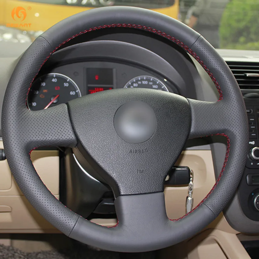 Чехол на руль автомобиля MEWANT из черной искусственной кожи для Volkswagen Old VW Golf Polo Sagitar