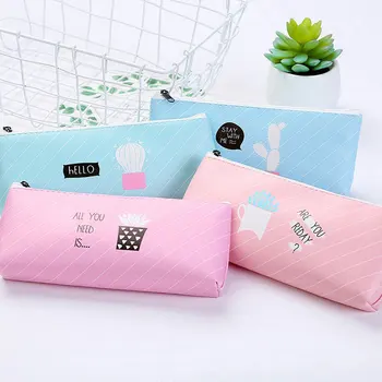 

1 pcs Cactus pot PU leather Zipper bag Pencil Bag Case children pen bags Cosmetic Bag children gift kawaii stationery