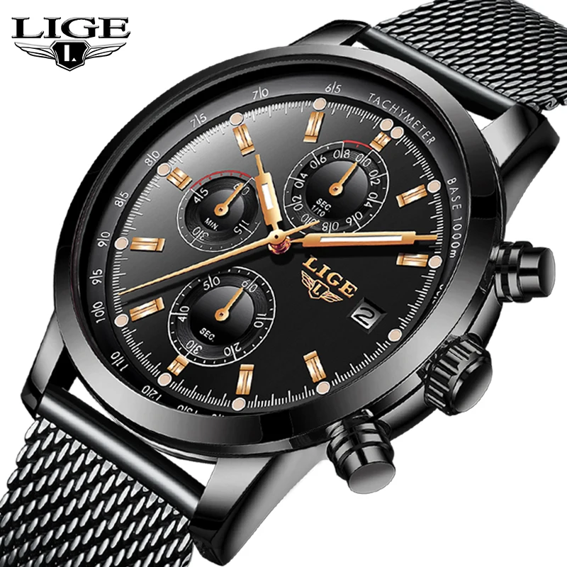 

LIGE Men's Watches Business Top Brand Luxury Quartz Watch Men Clock Waterproof Sports date Watches Fashion Relogio Masculino