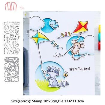 

Mai Animal and Kite Metal Cutting Dies Stencils Cear Stamp for DIY Scrapbooking photo album Decorative Embossing DIY Paper Cards