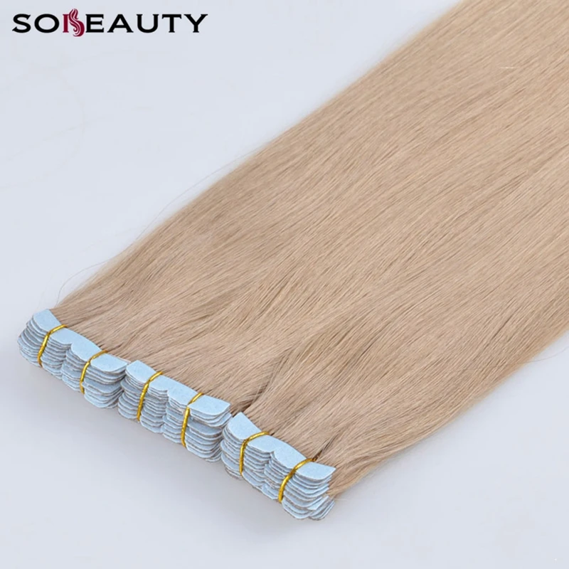 Клейкие ленты в пряди человеческих волос для наращивания 100% натуральные волосы с неповрежденной кутикулой однотонная одежда 20 шт. 50 г