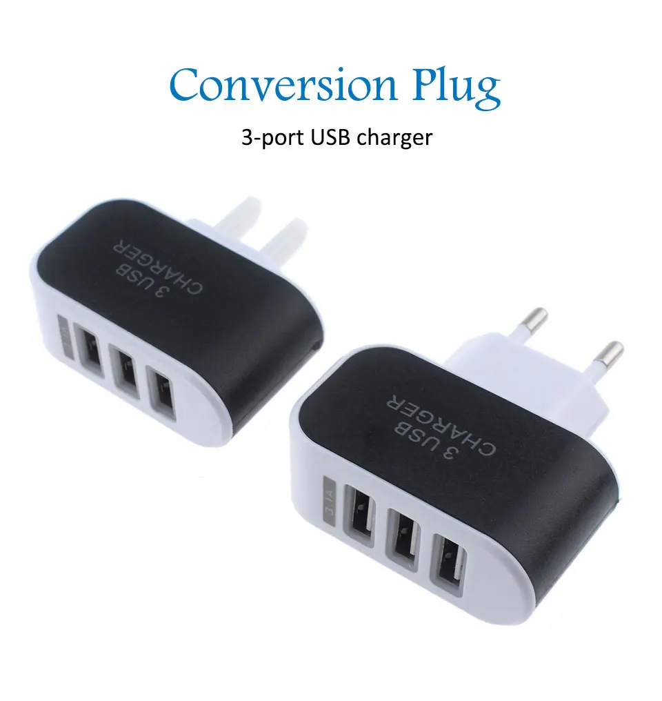 5V 3.1A 3USB Port Home Travel AC Wall Power Charger Adapter USB Black Pink Blue Charger For EU USA Mobile Phone Tablet (1)