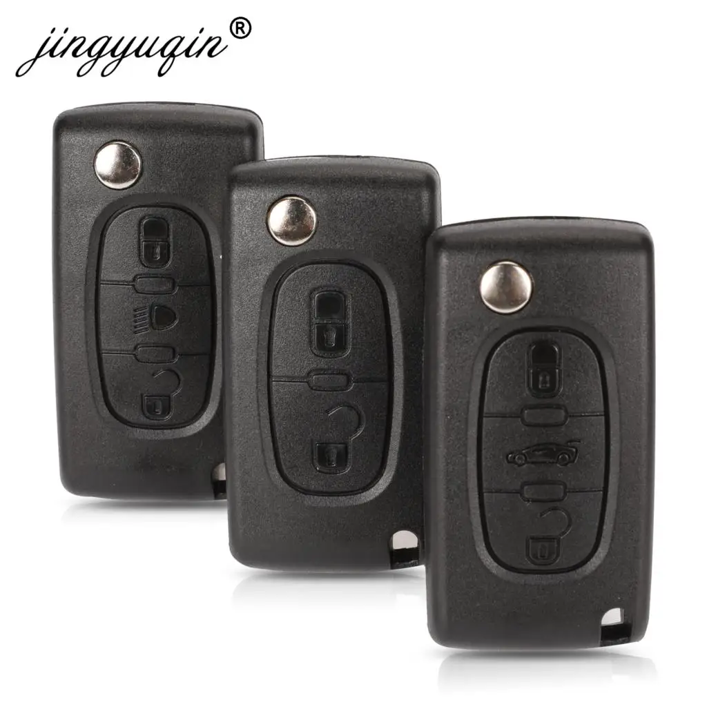 Jingyuqin 10 шт. 2/3 кнопки Чехол для автомобильного ключа Peugeot 207 307 308 407 607 807 Citroen C2 C3 C4 C5 C6