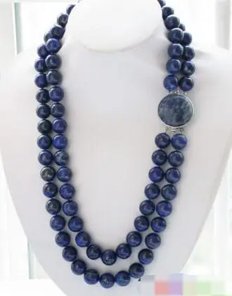 

3678 2row 24" 14mm blue lapis lazuli bead NECKLACE