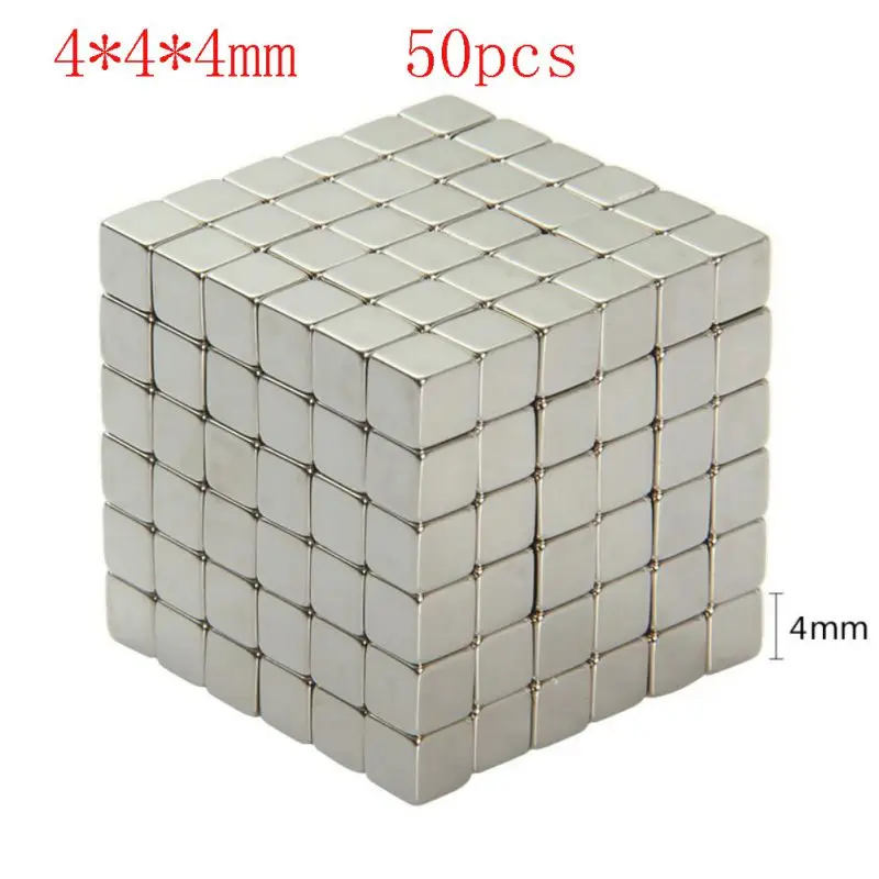 

50Pcs 4x4x4mm Neodymium Magnet Cube 4mm N35 Permanent NdFeB Super Strong Powerful Magnetic Magnets Square Buck Cube