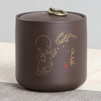 

Tea Cans Ceramics Purple Sand Puer Tea Jars Tea Sealed Cans Packing Box Canister Ceramic Porcelain Candy Sealed Jar Storage Jars