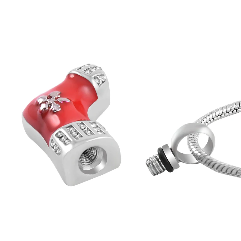 IJD9235 Stainless Steel Cremation Boot Shape Red Cinderella Keepsake Necklace Pendant for Ashes Urn Memorial Women Jewelry | Украшения и