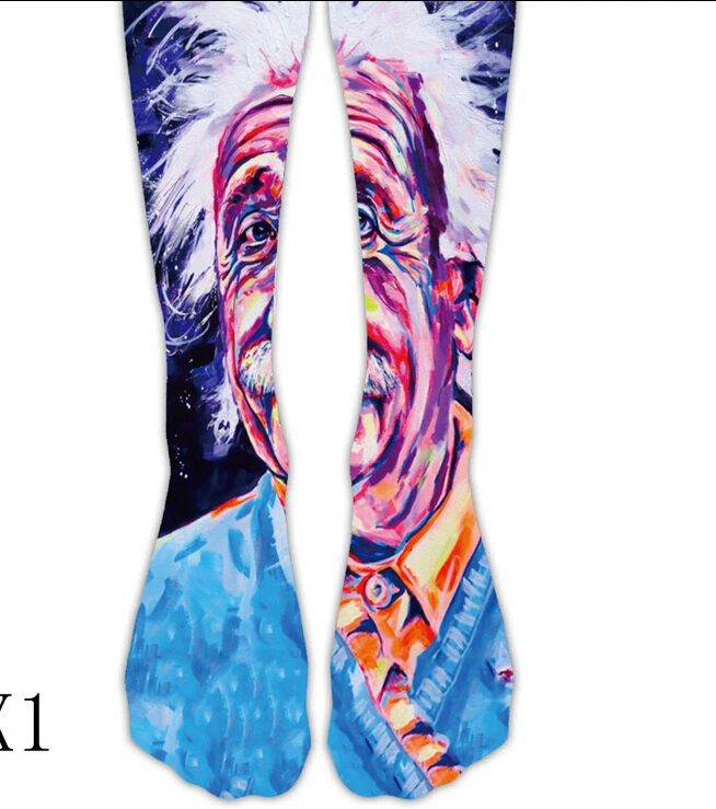 Новые носки с 3D принтом унисекс Мужские Спортивные средние дикие длинные чулки уникальные носки - Цвет: 2