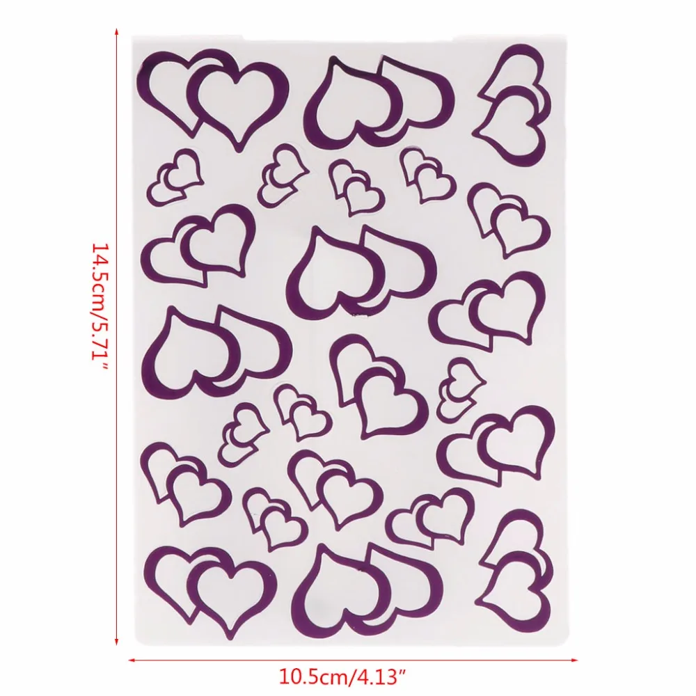 Plastic Embossing Folder Template for DIY Scrapbook Photo Album Card Paper Craft Double Heart Pattern-Y142