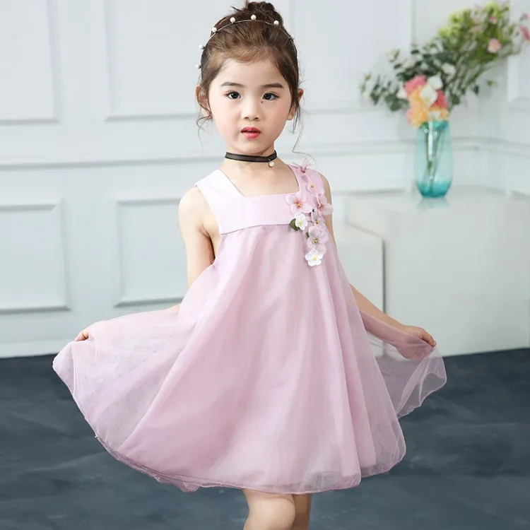 2018 Floral Children Evening Dresses for Girls Fashion Summer O neck