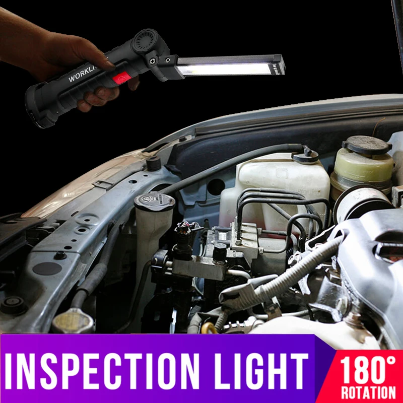 

hlxg Foldable COB LED Repair Light Torch Flexible Hand Torch Work Light Magnetic Inspection Lamp USB Charging Small/Large