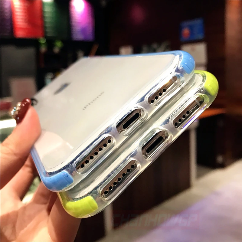 Двухцветный мягкий силиконовый чехол из тпу для iPhone XS Max XR X 6 6s 7 8 Plus прозрачные