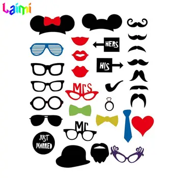 

31pcs/set Big Size Photo Booth Props Glasses Mustache Lip Mustache On A Stick Wedding Birthday Party Fun Favor Free Shipping