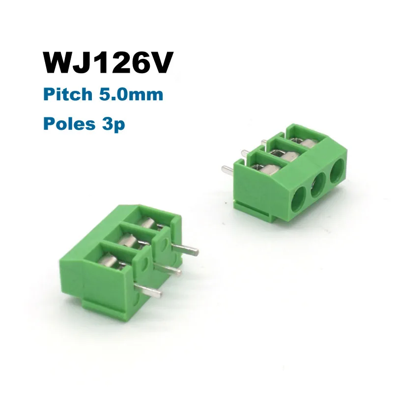 Шаг 5 0 мм Винт PCB Клеммная колодка коннектор прямой контакт 2P 3P WJ126V блоки