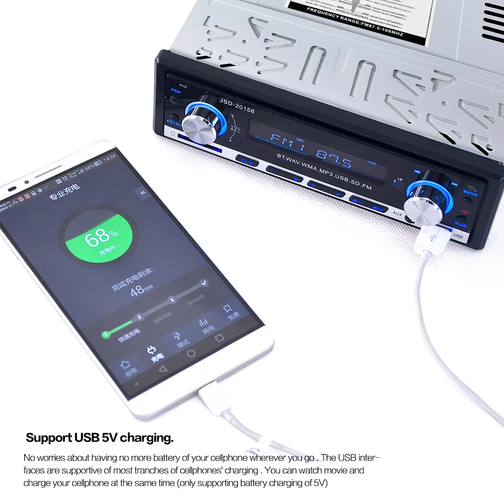 Автомобильное радио usb Bluetooth V2.0 Авторадио JSD20158 автомобильный стерео аудио в-dash fm-приемник Aux вход приемник usb MP3 MMC WMA радио