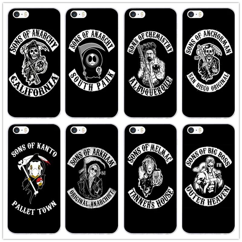 

Fashion Sons of Anarchy Soft TPU Silicone Transparent Mobile Phone Case for iPhone X 10 8 7 Plus 6 6S Plus 5 5S SE 5C 4 4S Shell