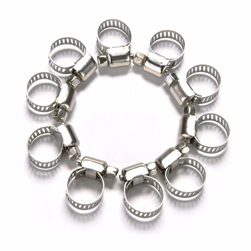 

10pcs Stainless Steel Drive Hose Clamp Tri Clamp Adjustable Fuel Line Pipe Worm Gear Clip Clamp Tube Fasterner 8mm Spring Clip