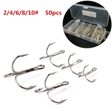50 шт./лот прочный бронзовых морских рыболовных крючков из высокоуглеродистой Сталь тройными крючками, рыболовные снасти, рыболовные инструменты 2/4/6/8/10