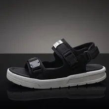 Ins/мужские пляжные сандалии на толстой подошве; коллекция года; Летняя мужская обувь; модные мужские брендовые сандалии для отдыха; Цвет Черный; нескользящая подошва; Лидер продаж; KA1278