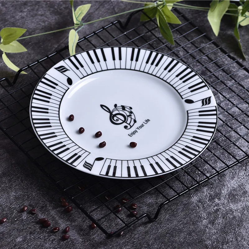 Новинка 8 дюймов музыкальный символ керамическая тарелка блюдо креативный фарфоровый комплект столовой посуды домашний отель обслуживание обеденная тарелка - Цвет: 3