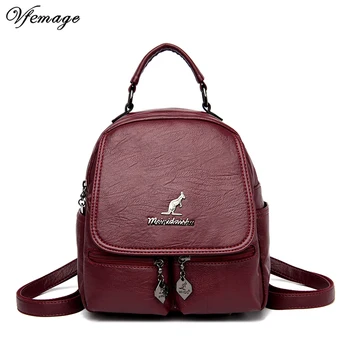 

Vfemage 2019 Small Bags Women Backpack PU Leather Female Daypack Solid Backpack Ladies Small Bagpack Fashion Sac a Dos Mochila