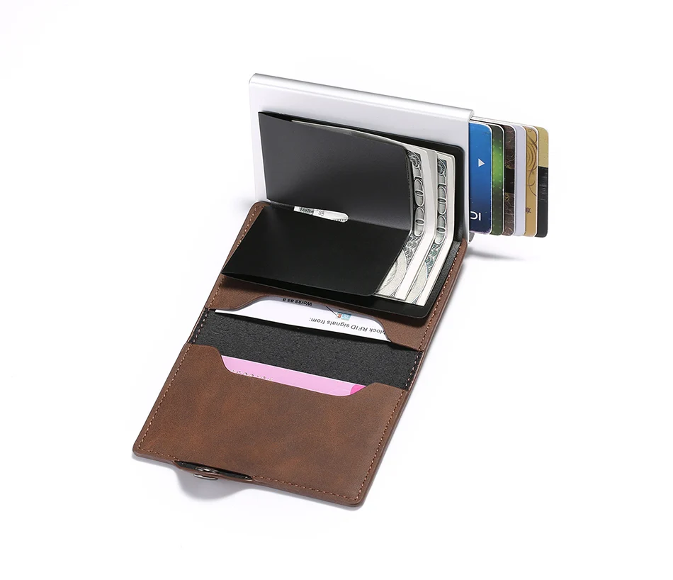 Высококачественный автоматический алюминиевый держатель для наличных карт для мужчин, деловой RFID блокирующий кошелек с протекторами для банковских карт, Карманный Кошелек