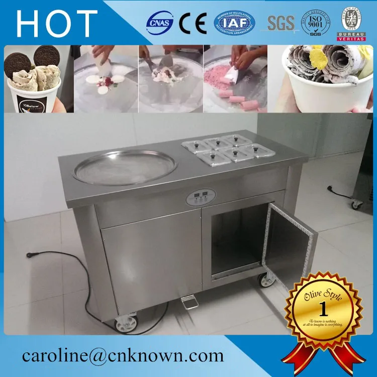 

1D6A Fried Ice Cream Machine Most Popular Single Pan Thailand Rolled Fry Ice Cream