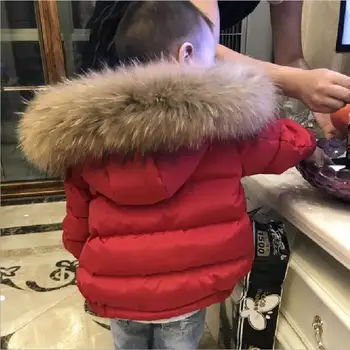 

New big real fur collar down jackets for children's baby girl and boys 90% white duck down good quality outerwear coats ws139