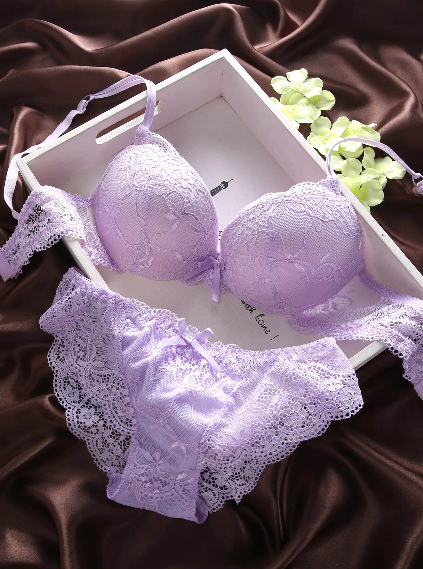 Sexy Lace Bra Set Women Underwear Set Push Up Bra Set Sexy Lace Briefs Lingerie 3/4 Cup 70B 75B 80B