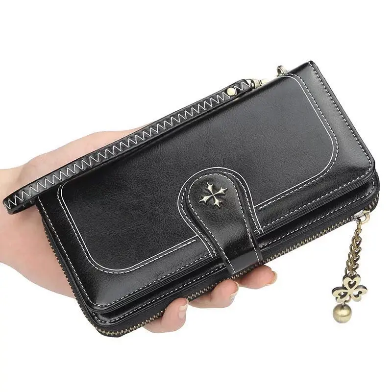 

New Fashion 2019 Women Leather Purse Long Wallets Long Ladies Colorful Wallet Red Clutch 10 Card Holder Coin Bag Zip Wallet