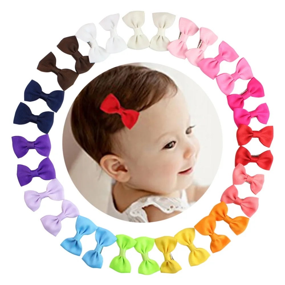 30pcs/set 15Colors Small Mini Bow Hairgrips Ribbon hair Accessories