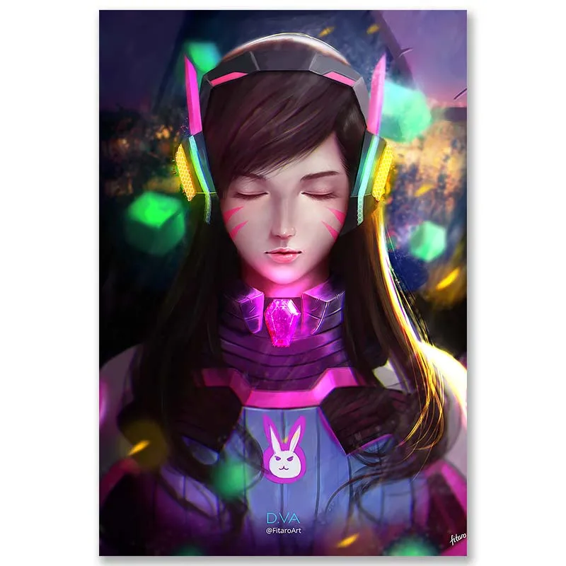 Overwatchs плакат d. va картина аниме настенные художественные шелковые Поттеры для спальни домашний декор художественные принты шелковая Живопись - Цвет: 12