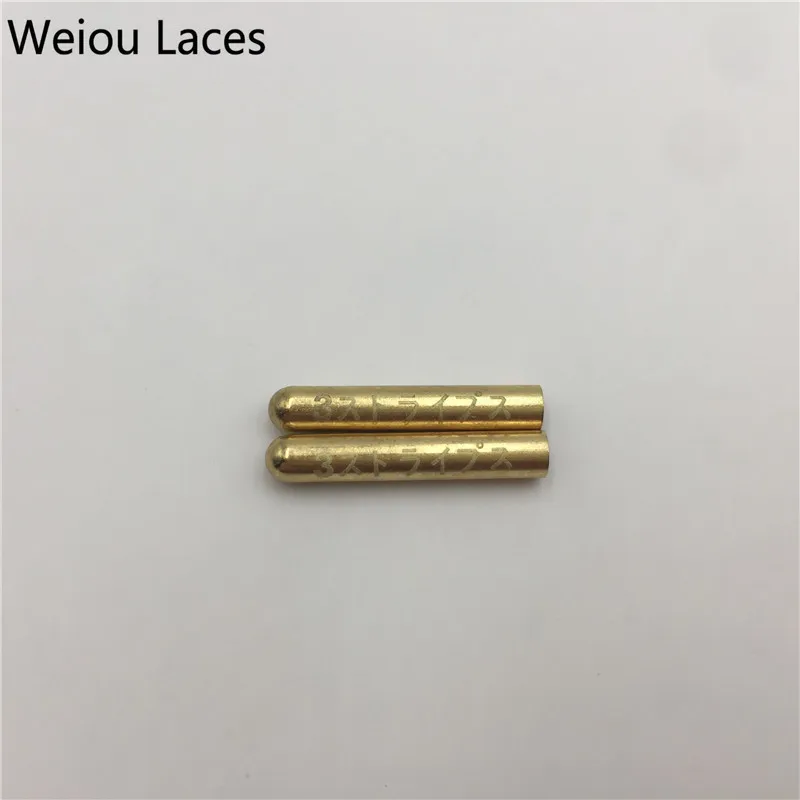 Weiou 4pcs/1Set 3.8x22mm Silver Gold GunBlack Rose Gold Seamless Metal Aglets With Lasering Japanese Letter Shiny Shoelace Tips