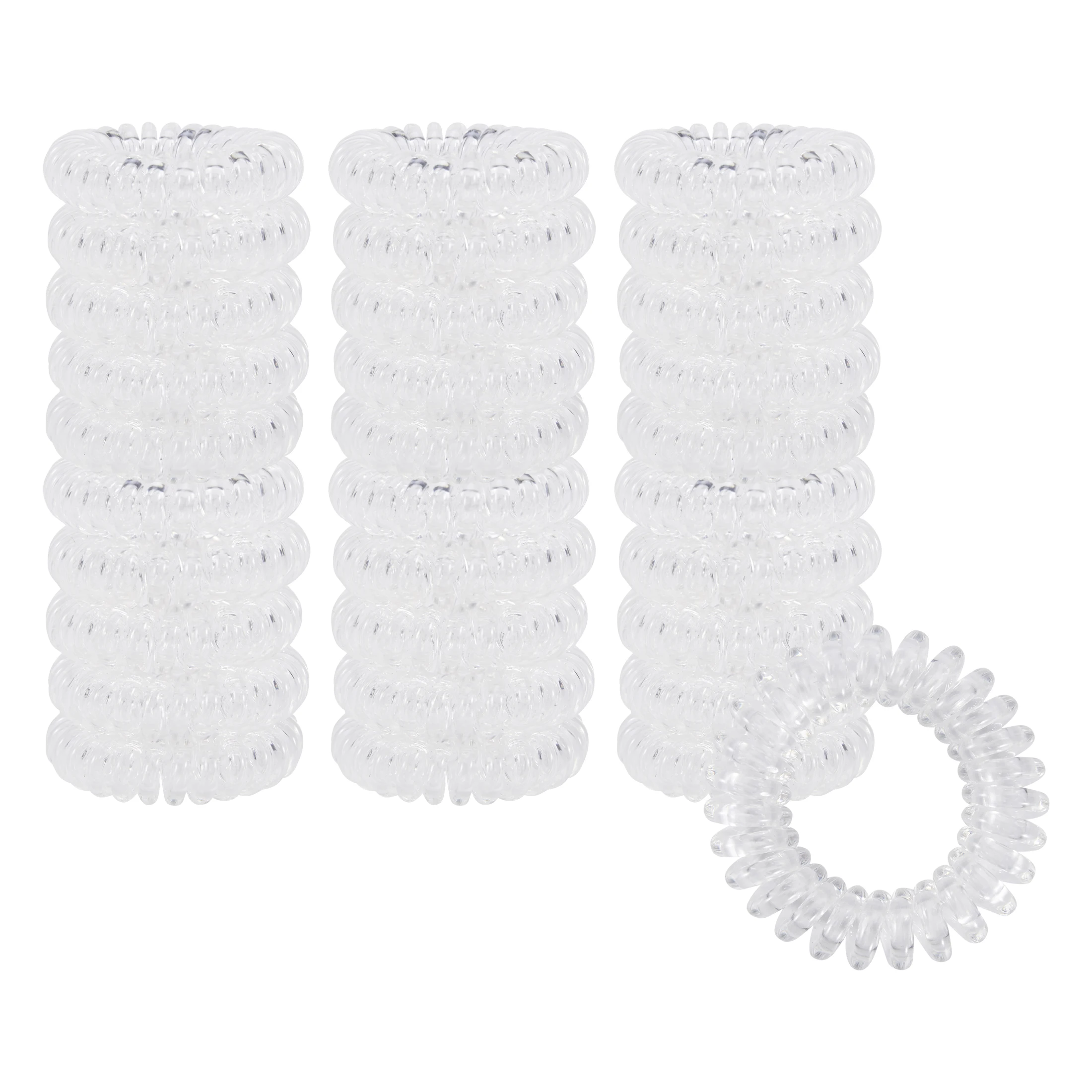 

30 Pack Wholesale Small Clear Transparent Elastic Spiral Coil Telephone Cord Hair Ties Scrunchies Hair Rings Bands Accessories